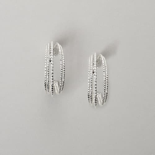 Napier Silver-Tone Twisted Multi-Row Hoop Earrings - image 