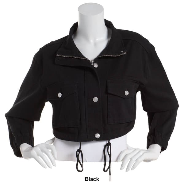 Juniors Love Tree Tied Up Cropped Denim Jacket