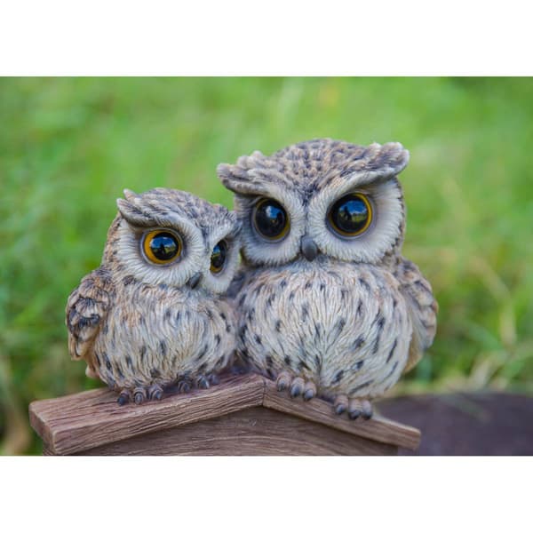 Hi-Line Gift Mother & Baby Owl Welcome Sign Garden Statue