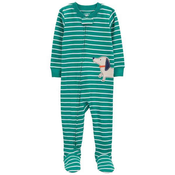 Baby Boy &#40;12-24M&#41; Carters&#40;R&#41; 1pc. Dog Applique & Stripe Sleeper - image 