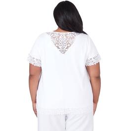 Plus Size Alfred Dunner Charleston Lace Border Tee w/Necklace
