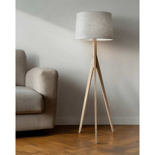 HomeRoots 59in. Solid Wood Tripod Floor Lamp With Empire Shade
