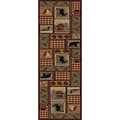 Tayse Nature Homespun Cabin Lodge Runner - Brown/Multi