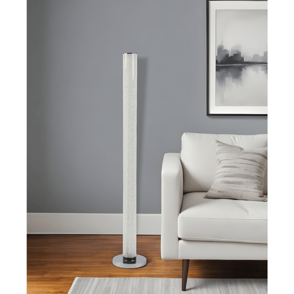 HomeRoots 49in. White Metal LED Column Floor Lamp