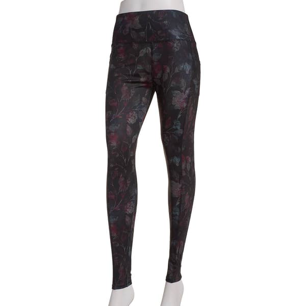 Womens Starting Point® Floral Performance Leggings - Black