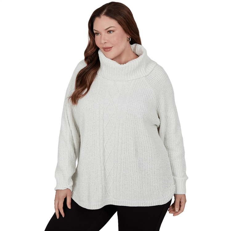 Plus Size Hearts of Palm Silver Linings Turtleneck Sweater