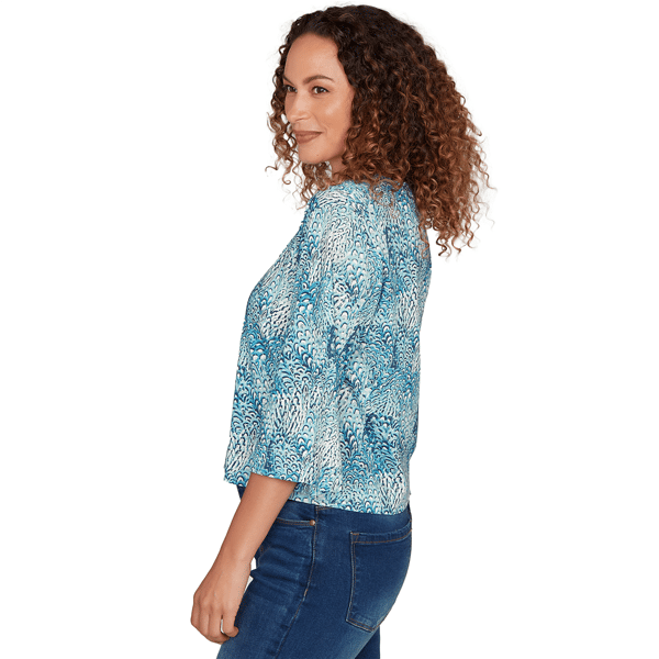 Petite Skye’s the Limit Fresh Start 3/4 Sleeve Abstract Tee