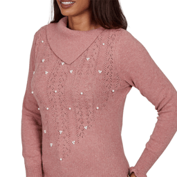 Womens Emaline Holiday Festivities Pointelle Stich Peal Sweater