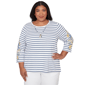 Plus Size Alfred Dunner Classics 3/4 Sleeve Stripe Bird Blouse - image 1