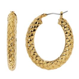 Design Collection Oval Shape Basket Weave Texture Hoop Earrings
