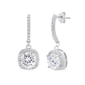 Saffron Sterling Silver 2ctw Moissanite Halo Huggie Drop Earrings - image 1