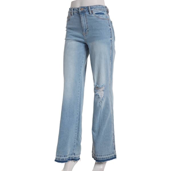 Juniors Celebrity Pink Baggy High Rise Raw Hem Jeans - image 
