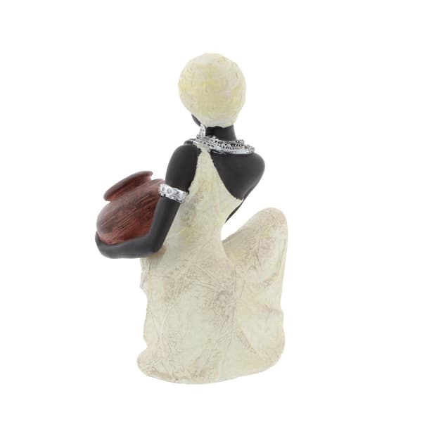 9th & Pike® Cream Polystone African Lady Sculpture