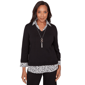 Petites Alfred Dunner Seville Print Woven Two In One Sweater Wit - image 1