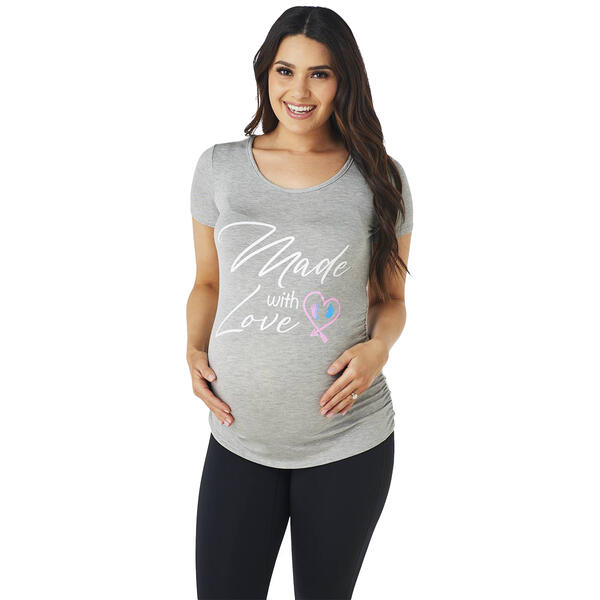 Womens Due Time Made with Love Slogan Maternity Tee - image 