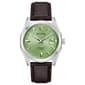 Mens Bulova Surveyor Green Dial Brown Strap Watch - 96B427 - image 1