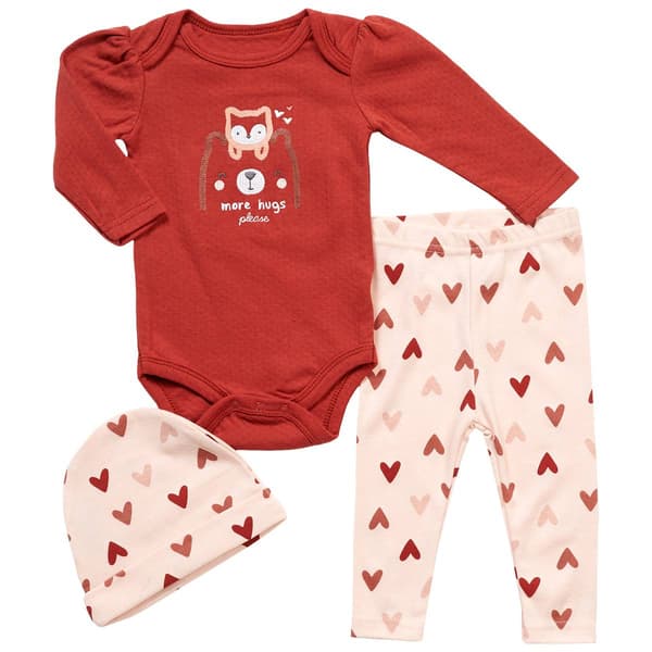 Baby Girl (NB-9M) bon bebe(R) 3pc. Heart Bodysuit & Pants Set - image 