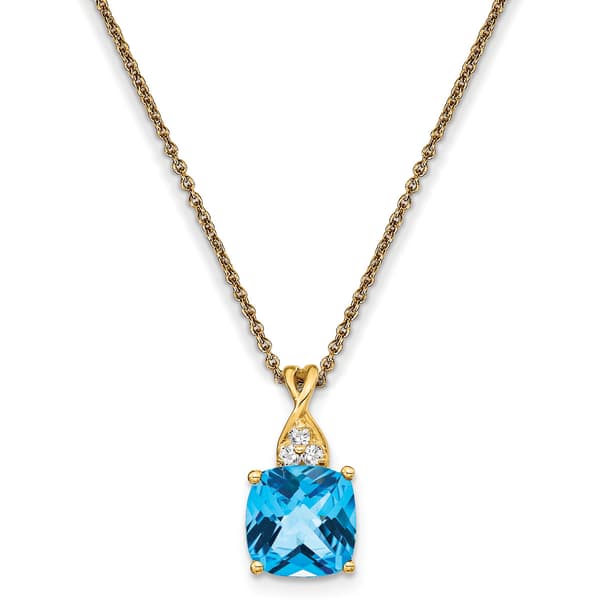Gemstone Classics&#40;tm&#41; 14kt. Yellow Gold Blue Topaz Diamond Necklace - image 