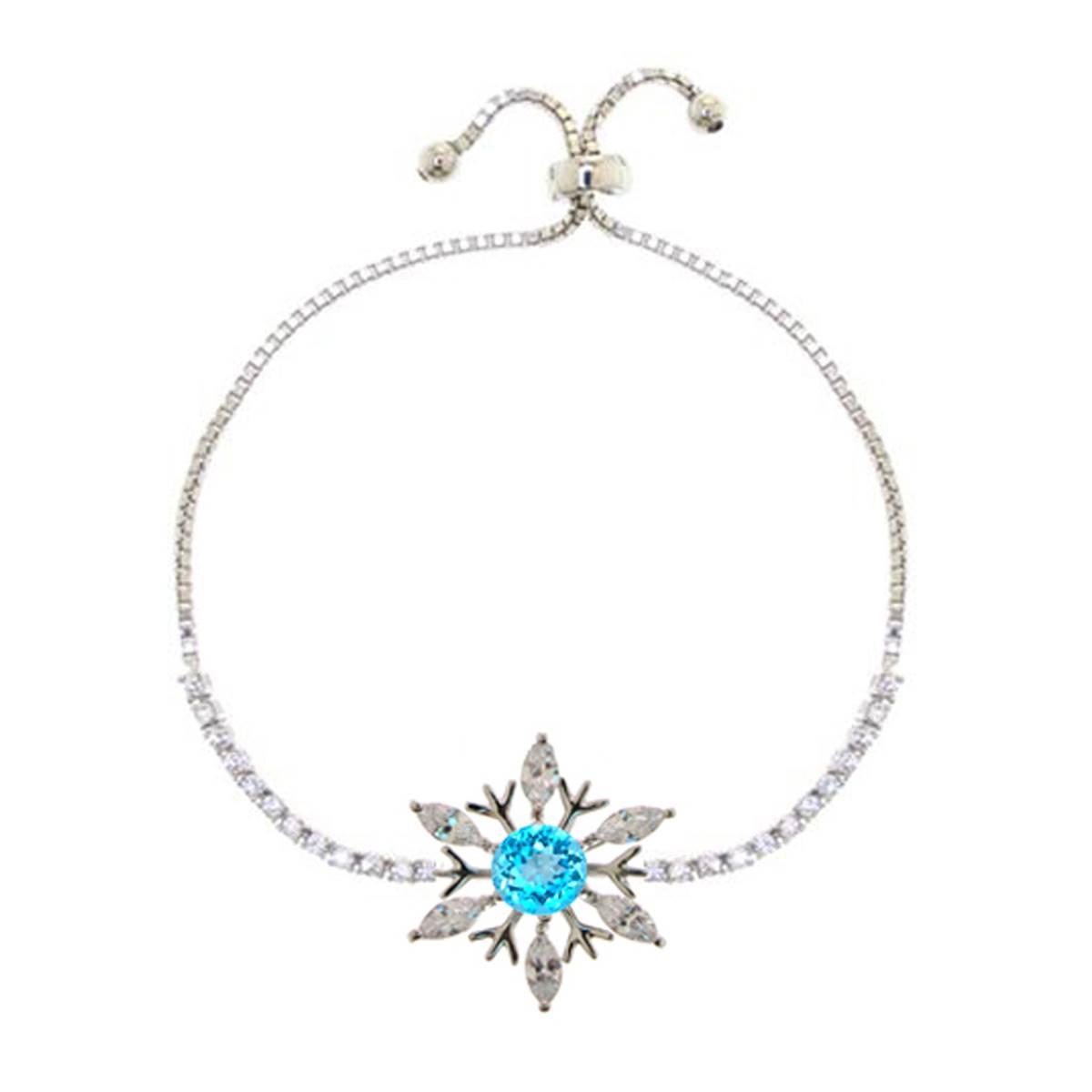 Gianni Argento Silver/Blue Snowflake Adjustable Bracelet