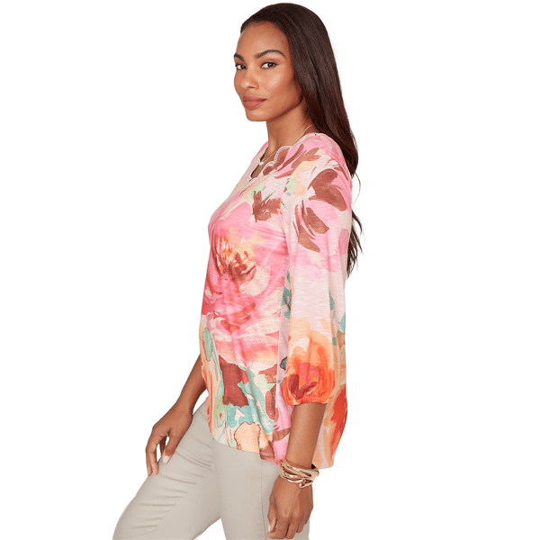 Womens Ruby Rd. Renaissance Romance Scallop Neck Floral Blouse