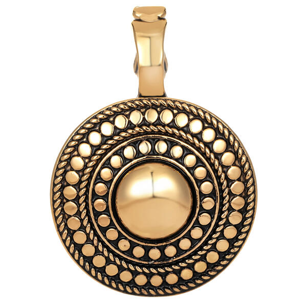 Wearable Art Gold-Tone Round Antique Artisan Enhancer - image 