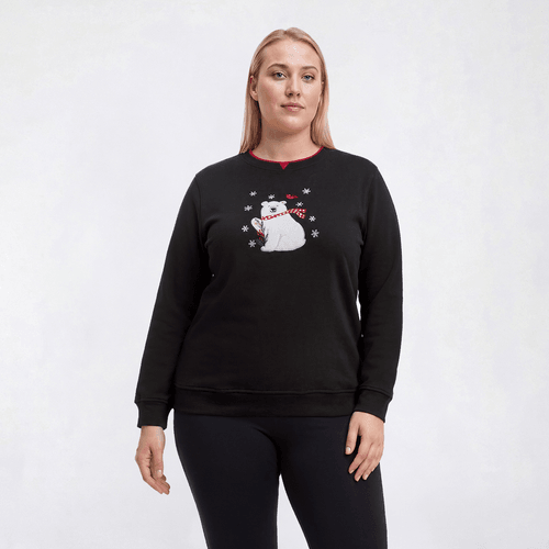 Plus Size Hasting & Smith Polar Bear Sweatshirt with Cardinal - image 
