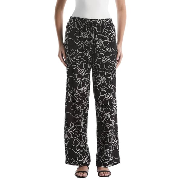 Petite Rafaella(R) Hibiscus Floral Embroidery Pull On Pants - image 