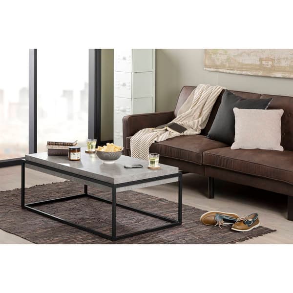 South Shore Mezzy Rectangular Concrete Industrial Coffee Table