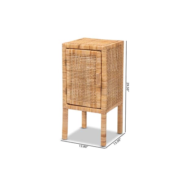 Baxton Studio Vivan Bohemian Natural Rattan 1-Door Nightstand