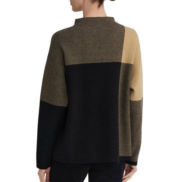 Womens Jones New York Long Sleeve Funnel Neck Color Block Sweater