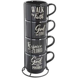 Set of 4 Walk by Faith 13oz. Stackable Mugs