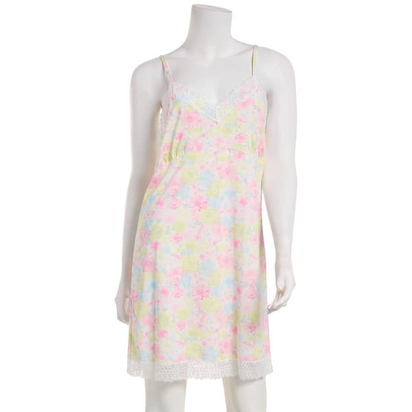 Womens Jessica Simpson Jessa Floral Cami Chemise w/Lace Trim