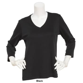 Petite Preswick & Moore 3/4 Sleeve V-Neck Solid Tee - Boscov's