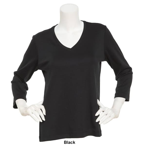 Plus Size Preswick &amp; Moore 3/4 Sleeve V-Neck Solid Top