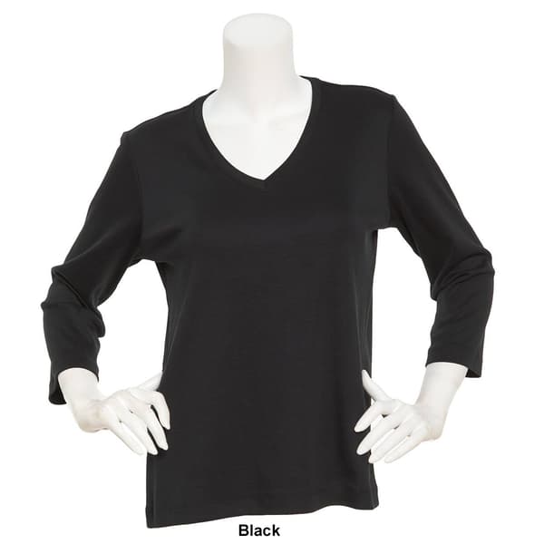 Womens Preswick &amp; Moore 3/4 Sleeve V-Neck Solid Top