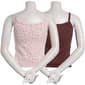 Juniors Pink Rose 2pk. Ribbed Lace Trim Camisoles - Pink - image 3