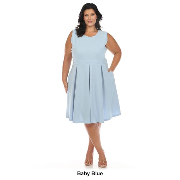 Plus Size White Mark Solid Fit and Flare Dress