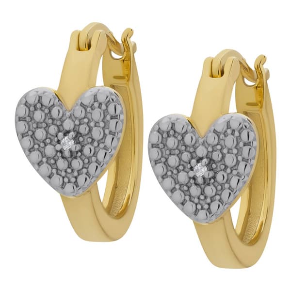 Gianni Argento Diamond  Accent Heart Hoop Earrings