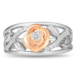 Enchanted by Disney Sterling Silver Rose Gold Belle Band Ring