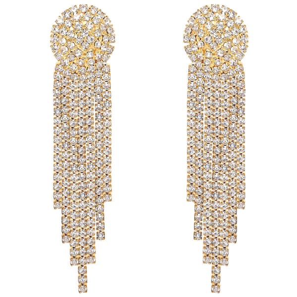 Jessica Simpson Pave Rhinestone Fringe Dangle Earrings