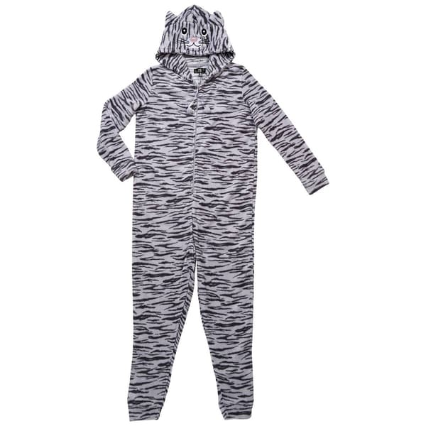 Juniors PJ Essentials Animal Stripe Hooded Pajama Onesie - image 
