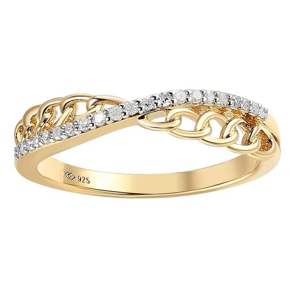 Diamond Classics(tm) 1/10ctw. Diamond Gold Plated Criss-Cross Ring - image 