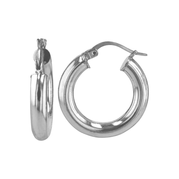 Polished Round Sterling Silver Hoop Earrings - image 