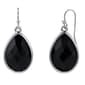 1928 Silver-Tone & Black Faceted Pear Shape Dangle Drop Earrings - image 1