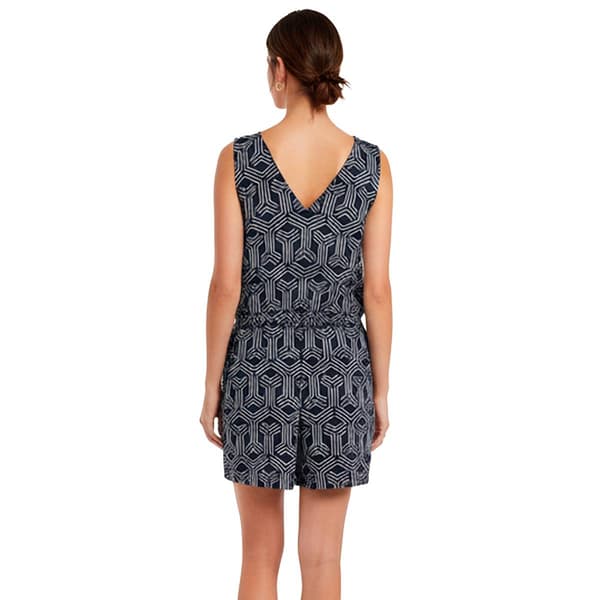 Womens Nina Leonard Sleeveless Geometric Surplice Neck Romper