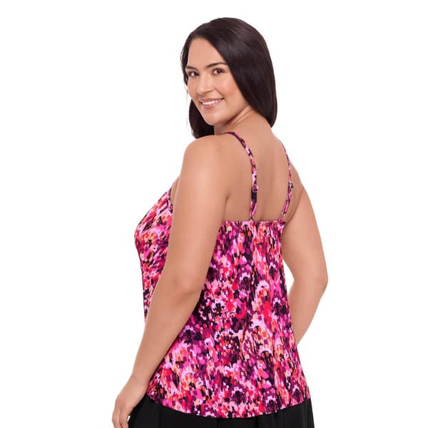 Plus Size American Beach Ikat Confetti Flounce Tankini Swim Top