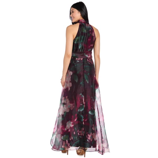Womens R&M Richards Sleeveless Floral Taffeta High Low Dress