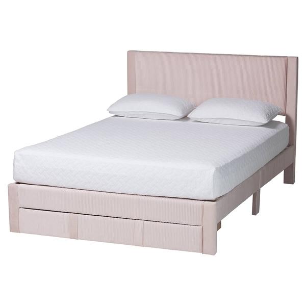 Baxton Studio Elora Modern Pleated Velvet Storage Queen Bedframe