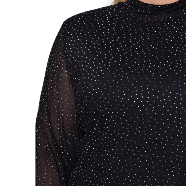 Plus Size NY Collection Mesh w/ Rhinestone Lined Blouse