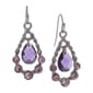 1928 Silver-Tone & Purple Suspended Teardrop Earrings - image 1